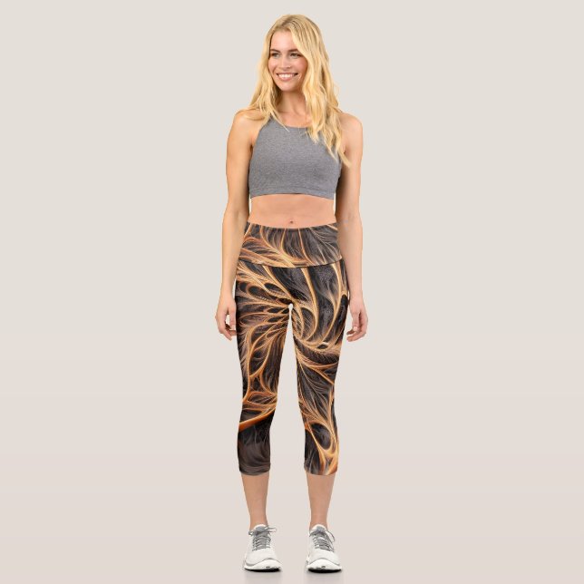 Abstract image - 3D Fractal, digital art, braun Capri Leggings (Front)