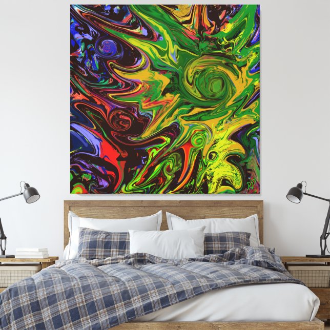Abstract image entitled "Worlds arise" Canvas Print (Insitu(Bedroom))
