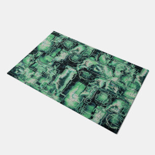 Abstract image in mosaic sculpted, in coral tones doormat