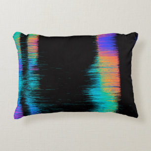 Abstract image of glitched LED screen. Broken vide Accent Pillow