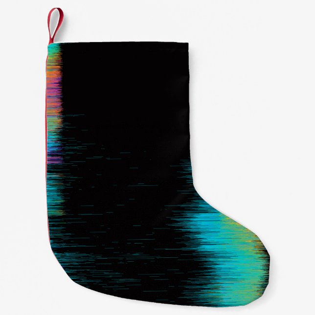 Abstract image of glitched LED screen. Broken vide Small Christmas Stocking (Front)