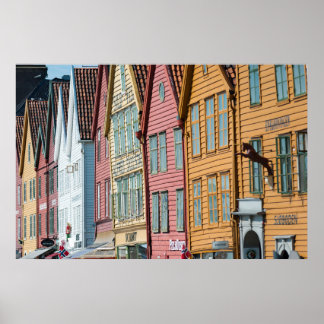 Abstract image Tyske Bryggen wooden houses Bergen Poster