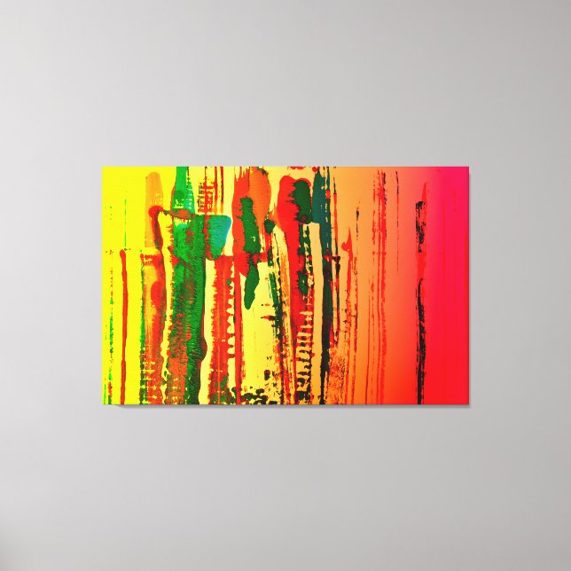 abstract image with stripes red, yellow, green, canvas print (Front)