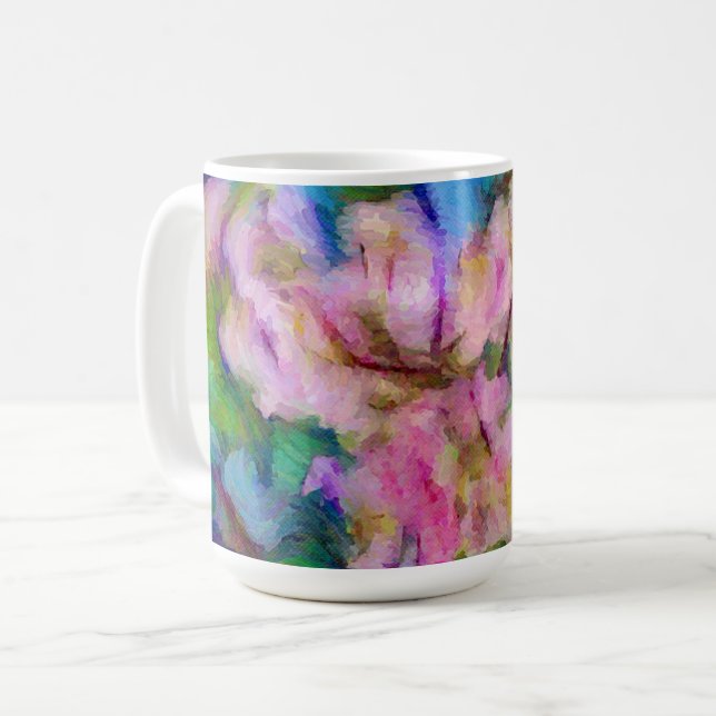 Abstract Impressionist Floral Flower Cup Mug (Front Left)