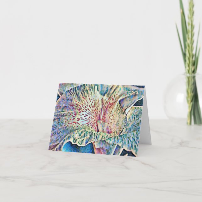 Abstract Impressionist Flower Note Card (Front)