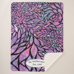 Abstract impressionist leaves sherpa blanket