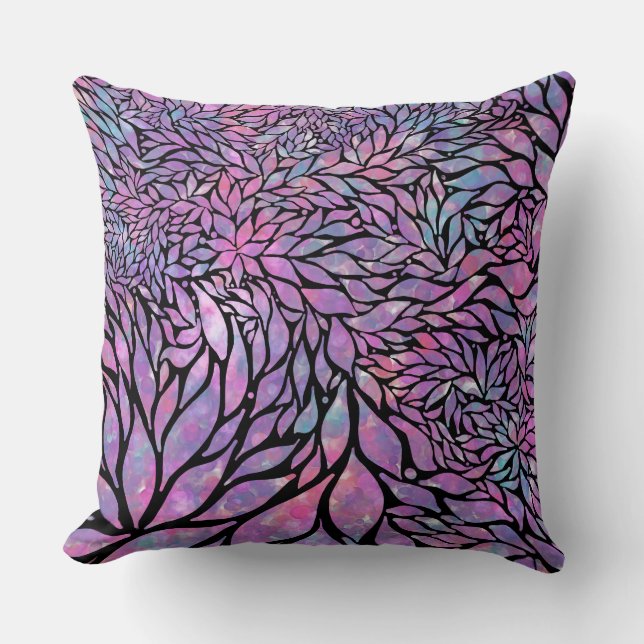 Abstract impressionist leaves throw pillow (Front)