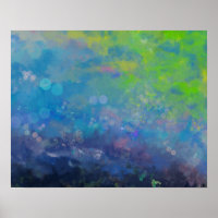 Abstract impressionist watercolor lily pond 