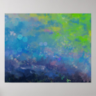 Abstract impressionist watercolor lily pond  poster