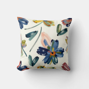 Abstract Impressionist Wildflower Pattern with Bol Throw Pillow