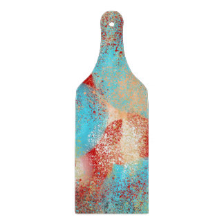 Abstract in Aqua-Blue, Red, and Yellow Cutting Board