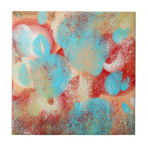 Abstract in Aqua-Blue, Red, and Yellow