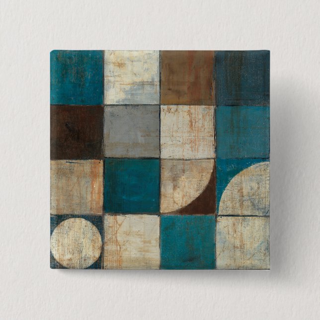 Abstract in Blue and Brown 2 Inch Square Button (Front)