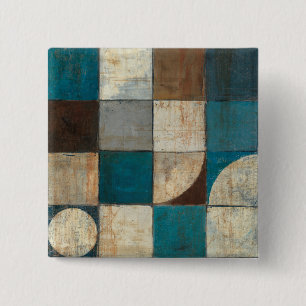 Abstract in Blue and Brown 2 Inch Square Button