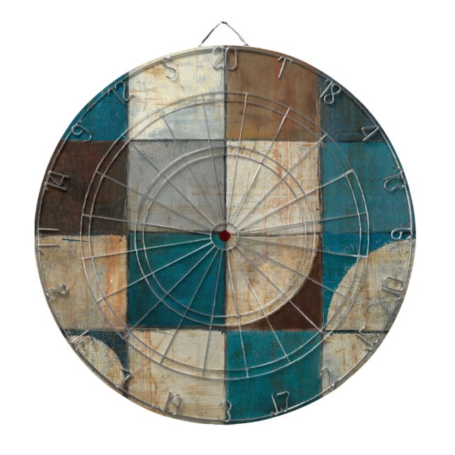 Abstract in Blue and Brown Dartboard (Front)