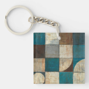 Abstract in Blue and Brown Keychain