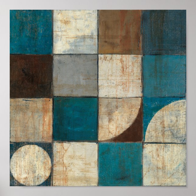 Abstract in Blue and Brown Poster (Front)
