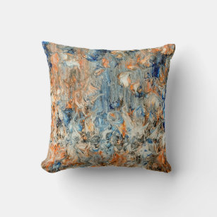 Abstract in Blue and Orange Throw Pillow