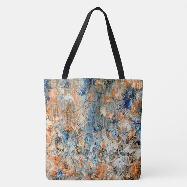 Abstract in Blue and Orange Tote Bag (Front)