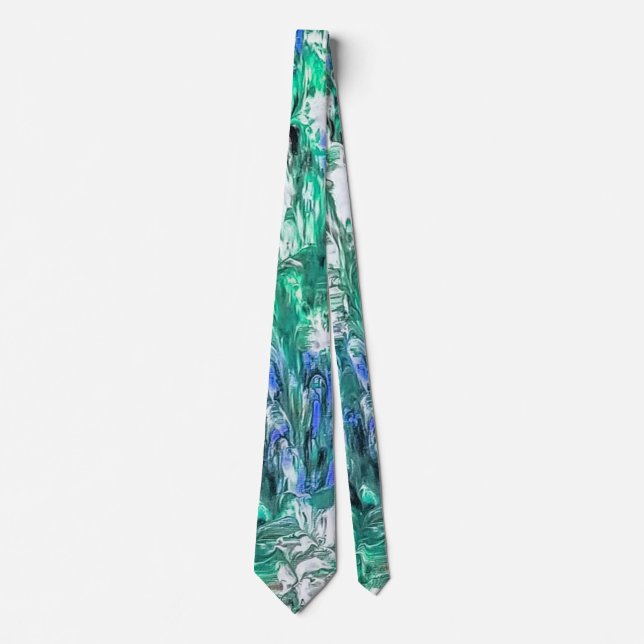 Abstract in Blue Green and White Tie (Front)