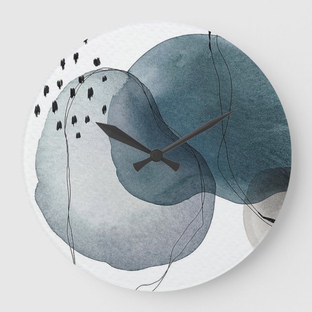 Abstract in Blue & Grey Large Clock (Front)