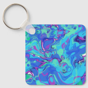 Abstract In Blues, Greens, & Purples Keychain