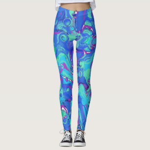 Abstract In Blues, Greens, & Purples Leggings
