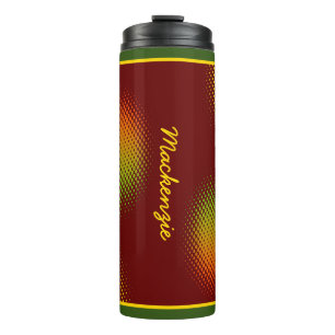Abstract in Caribbean Colours with Name on DARK RE Thermal Tumbler