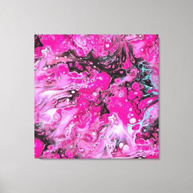 Abstract in Pink, Black, and White Canvas Print (Front)