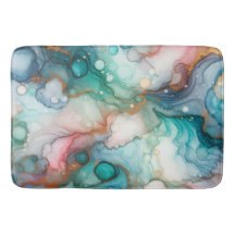 Abstract in Pink, Teal, Blue, and Gold