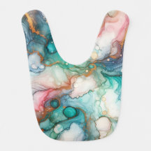 Abstract in Pink, Teal, Blue, and Gold