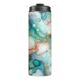 Abstract in Pink, Teal, Blue, and Gold Thermal Tumbler