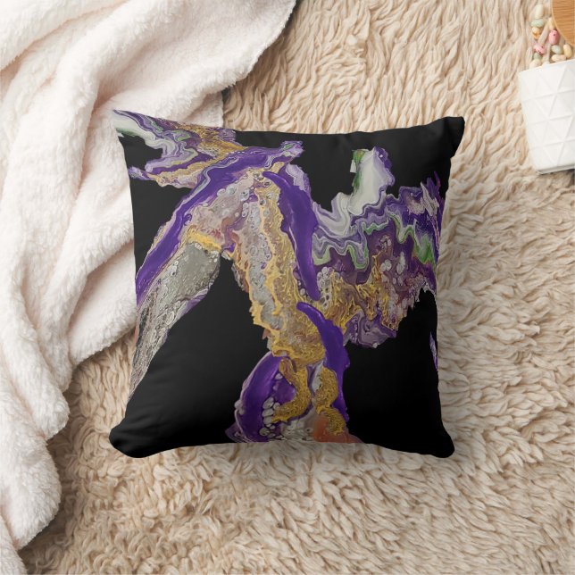 Abstract in Purple - Fluid Acrylic Design on a  Throw Pillow (Blanket)