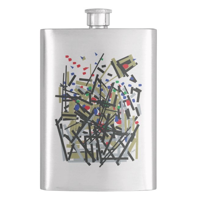 Abstract in Tape & Letterforms 1 Hip Flask (Front)