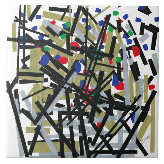 Abstract in Tape & Letterforms 1 Tile (Front)
