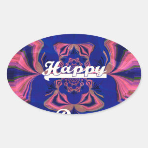 Abstract Independence Day Celebration Art Oval Sticker