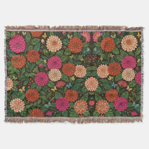 Abstract Indian Dahlias Butterflies Blankets