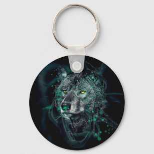 Abstract indian wolf keychain