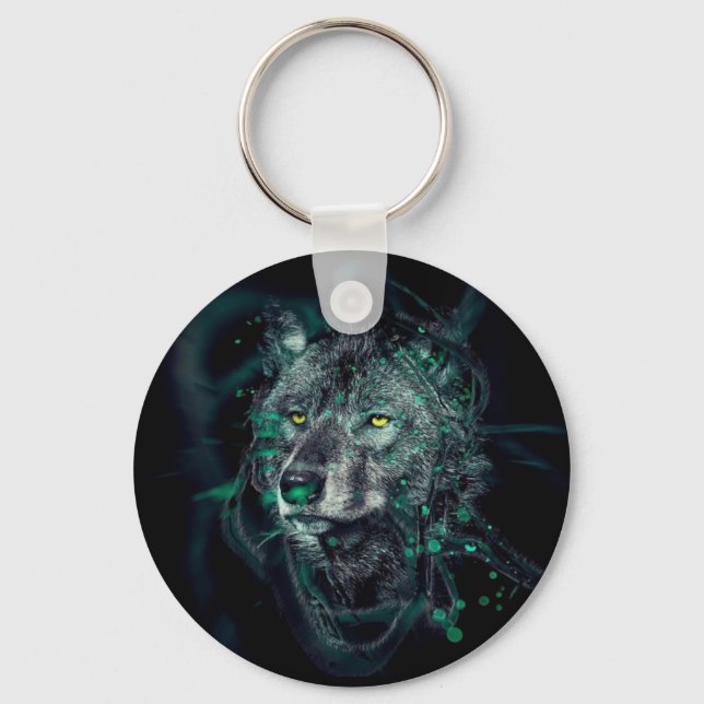 Abstract indian wolf keychain (Front)