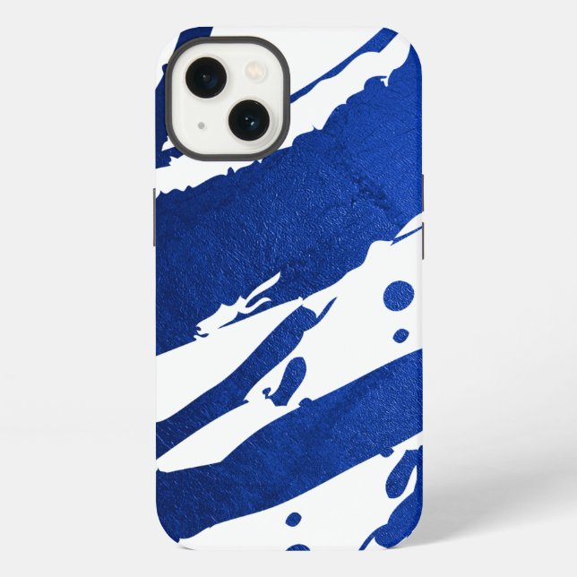 Abstract Indigo Blue Brushstrokes iPhone Case (Back)