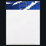 Abstract Indigo Blue Brushstrokes Letterhead<br><div class="desc">Coordinates with the Abstract Indigo Blue Brushstrokes Business Card Template by 1201AM. Inky, indigo blue paint brushstrokes create an abstract backdrop on this designer letterhead template. Your name or business name is displayed in a faux gold box for a modern aesthetic. A fun, eye-catching stationery design for creative professionals. Art...</div>