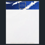 Abstract Indigo Blue Brushstrokes Letterhead<br><div class="desc">Coordinates with the Abstract Indigo Blue Brushstrokes Business Card Template by 1201AM. Inky, indigo blue paint brushstrokes create an abstract backdrop on this designer letterhead template. Your name or business name is displayed in a faux gold box for a modern aesthetic. A fun, eye-catching stationery design for creative professionals. Art...</div>