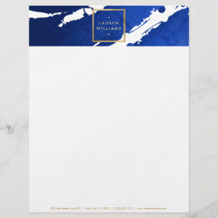 Abstract Indigo Blue Brushstrokes Letterhead