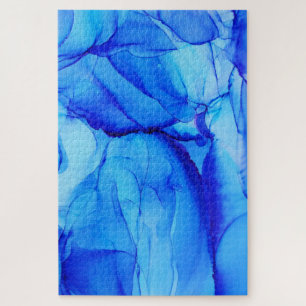 Abstract Indigo Blue Ink Art Jigsaw Puzzle