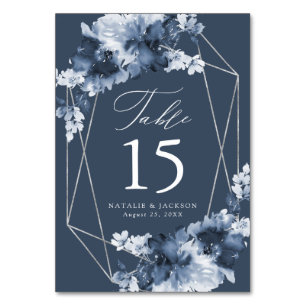 Abstract Indigo Floral   Personalized Wedding Table Number