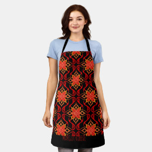 Abstract Indonesian batik Floral Pattern Apron
