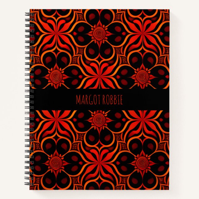 Abstract Indonesian batik Red Floral Pattern Notebook (Front)