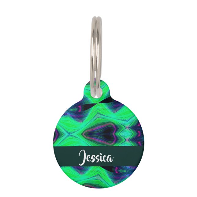 Abstract infinity green pattern pet tag (Front)