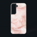 Abstract Ink Background Feminine Pastel Pink Samsung Galaxy Case<br><div class="desc">Elegant and modern design in blush pink peach pastel,  handmade fluid ink painting. Customize this phone case with your own name on the back.</div>