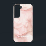 Abstract Ink Background Feminine Pastel Pink Samsung Galaxy Case<br><div class="desc">Elegant and modern design in blush pink peach pastel,  handmade fluid ink painting. Customize this phone case with your own name on the back.</div>